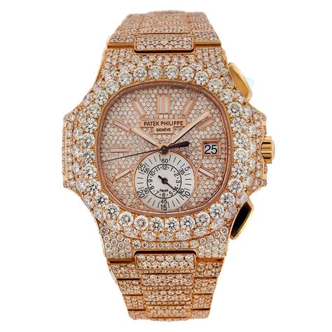 patek philippe rose gold nautilus iced|Patek Philippe Nautilus full diamond.